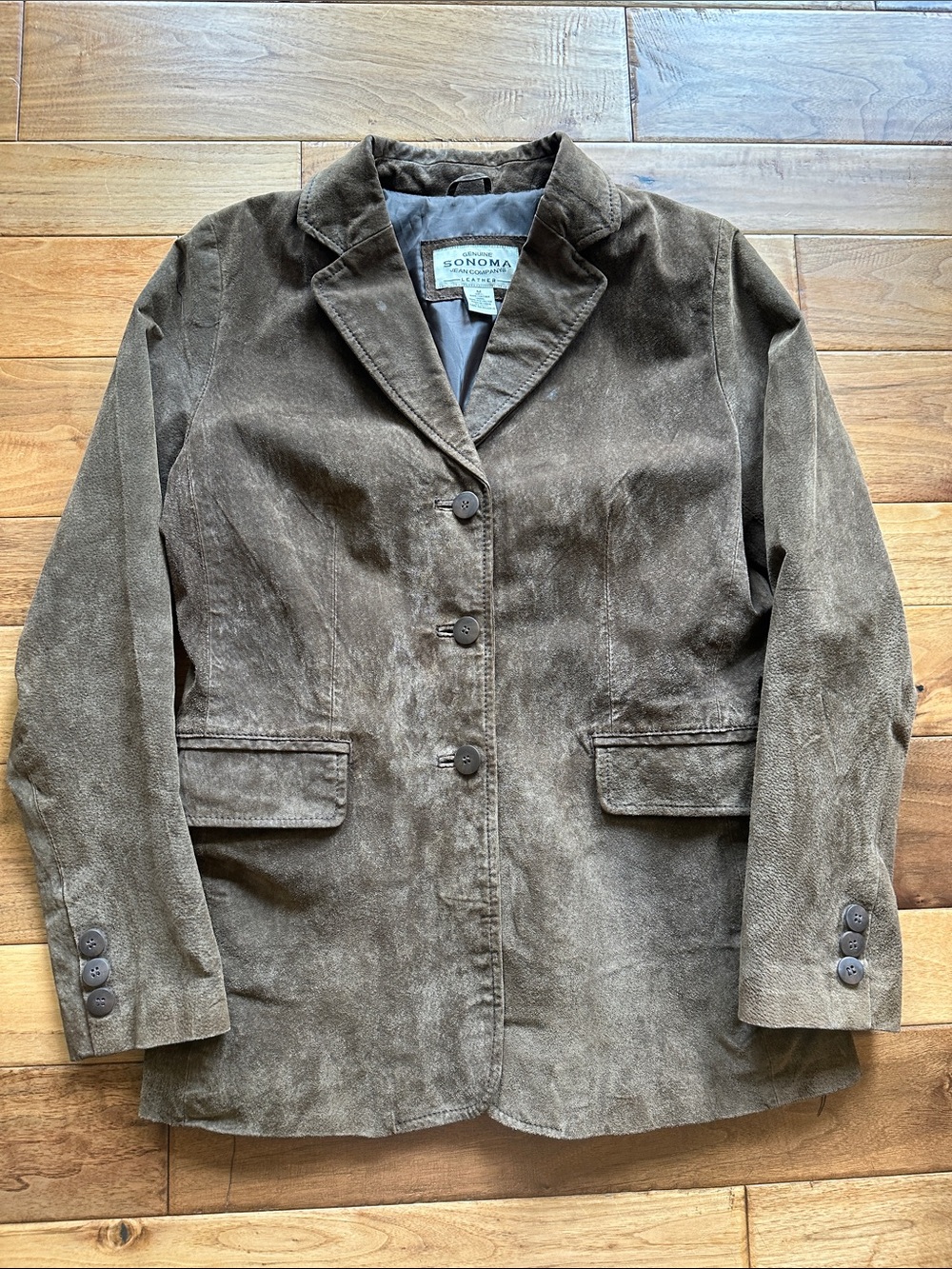 Vtg Sonoma genuine suede brown leather blazer Sz medium